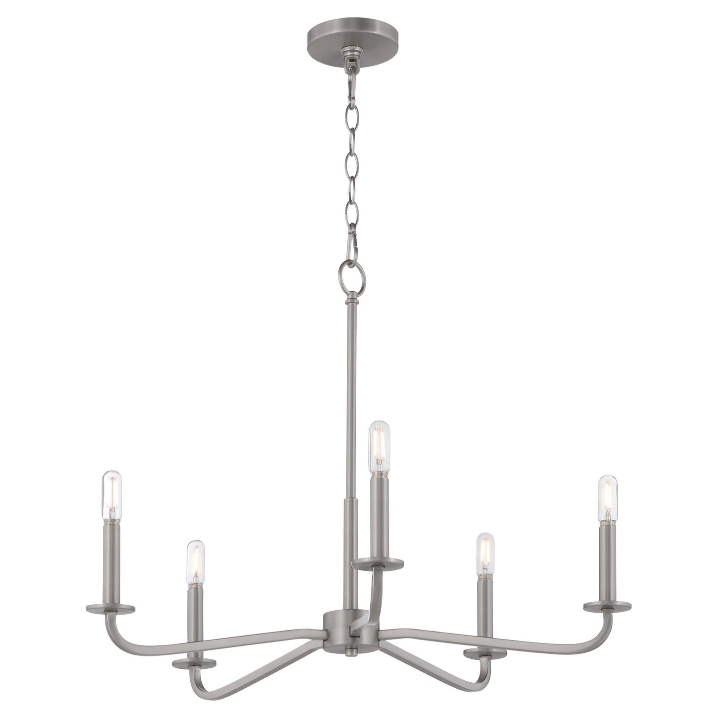 Quorum 6307-5-65 Chandelier, UL Damp Rated, Satin Nickel