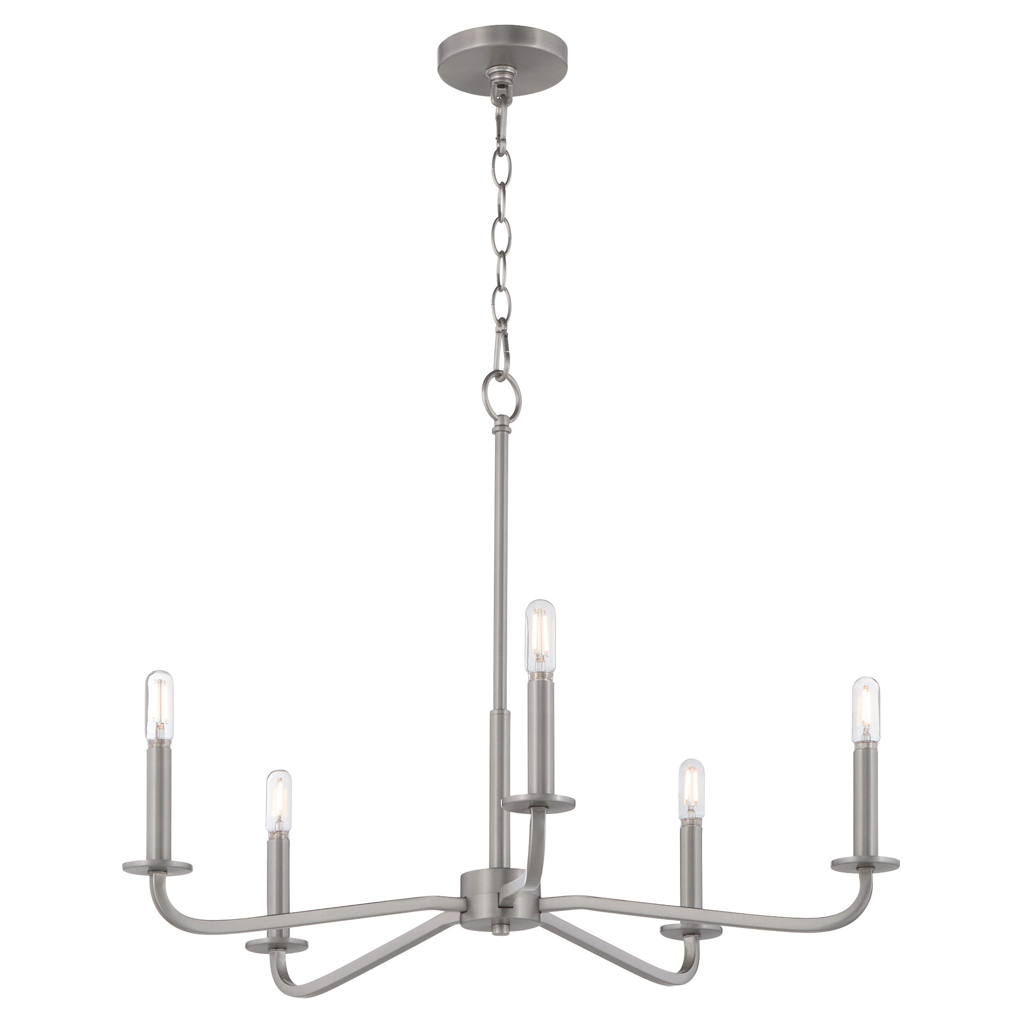 Quorum 6307-5-65 Chandelier, UL Damp Rated, Satin Nickel