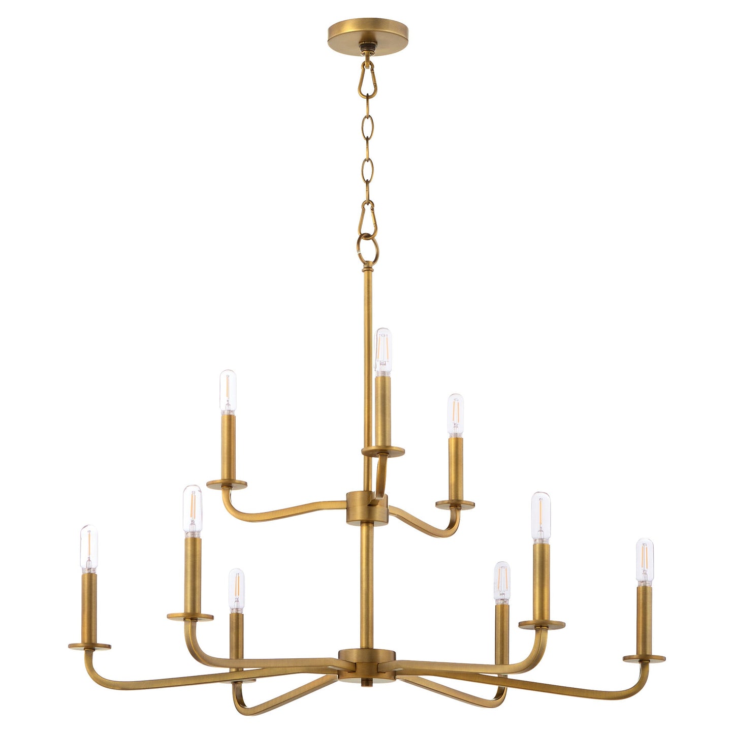 Quorum 6307-9-47 Chandelier, UL Damp Rated, Brushed Brass