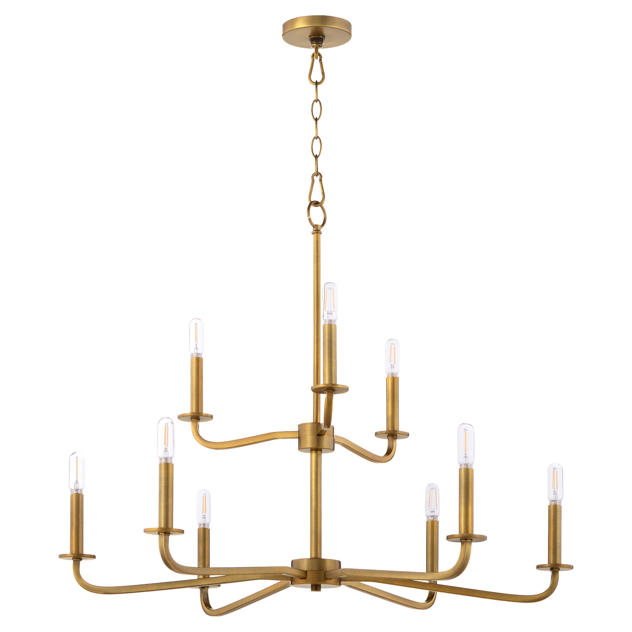 Quorum 6307-9-47 Chandelier, UL Damp Rated, Brushed Brass