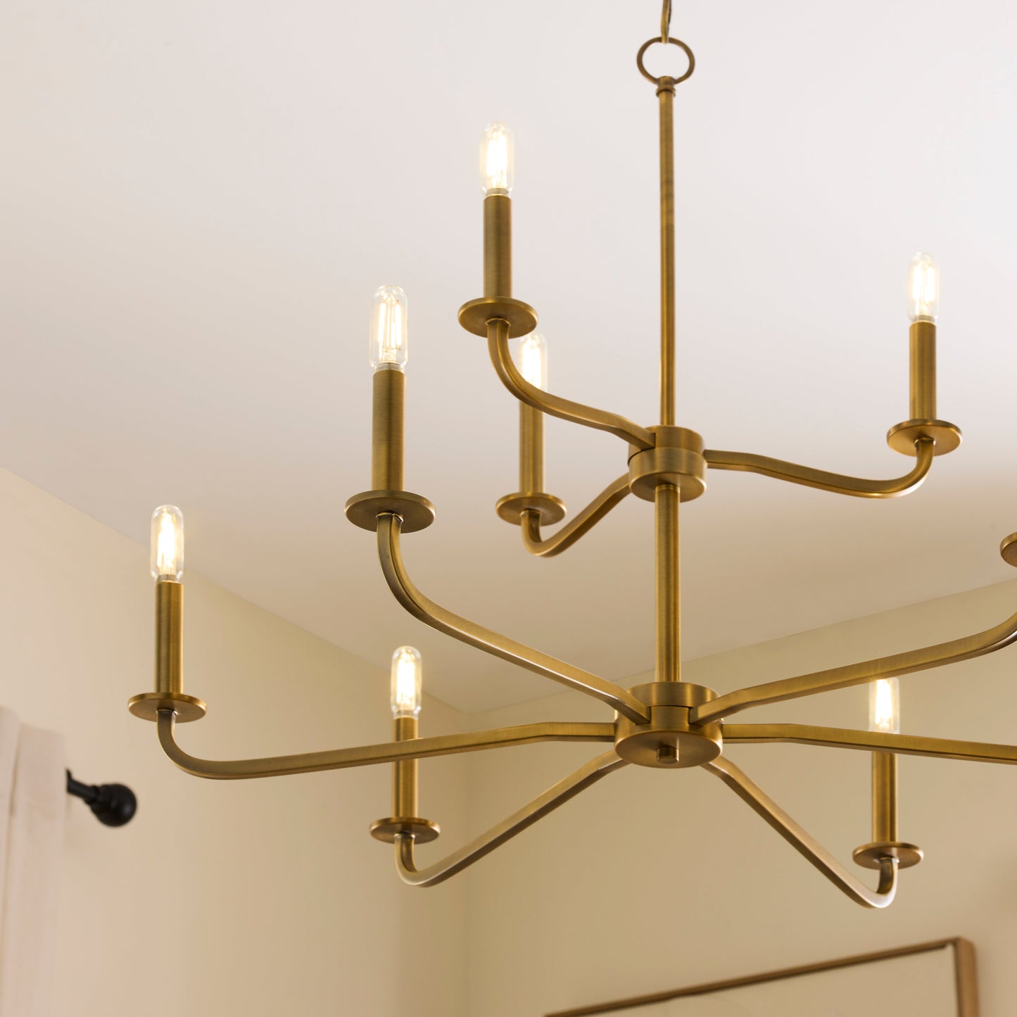 Quorum 6307-9-47 Chandelier, UL Damp Rated, Brushed Brass