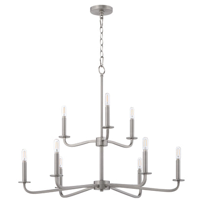 Quorum 6307-9-65 Chandelier, UL Damp Rated, Satin Nickel