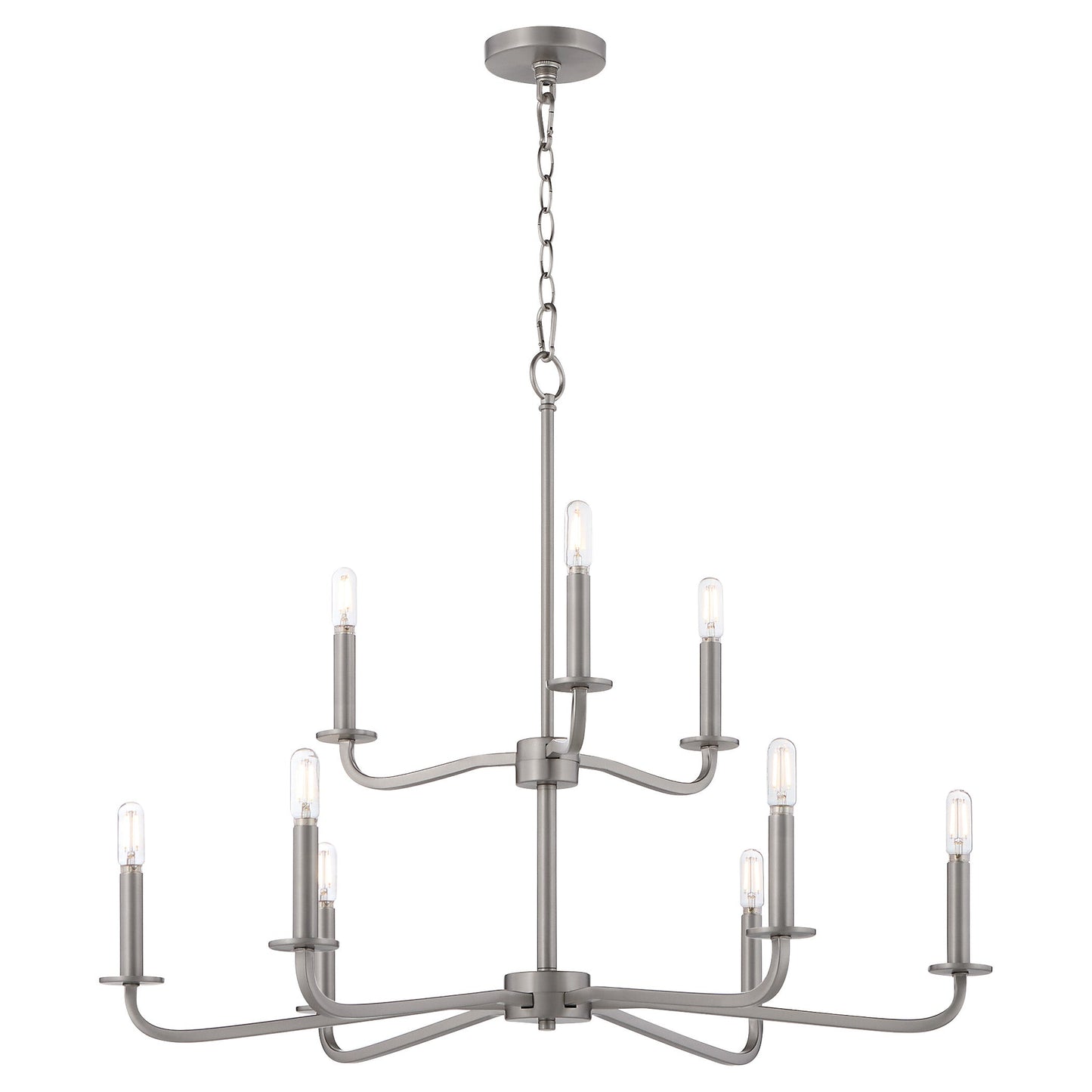 Quorum 6307-9-65 Chandelier, UL Damp Rated, Satin Nickel