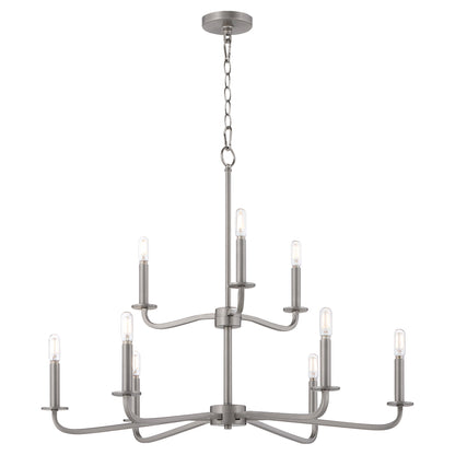 Quorum 6307-9-65 Chandelier, UL Damp Rated, Satin Nickel
