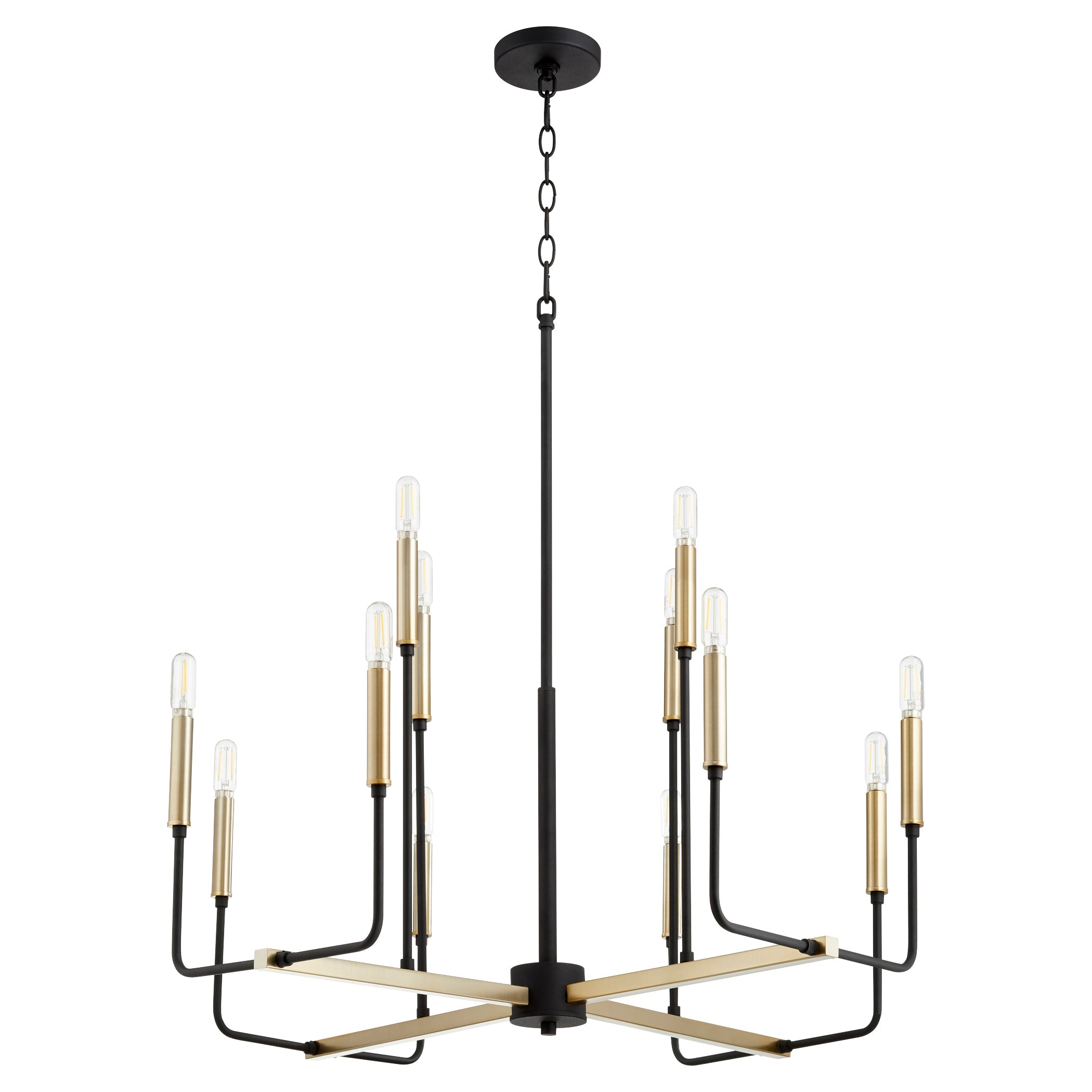 Quorum Lacy 631-126980 Chandelier - Textured Black W/ Aged Brass