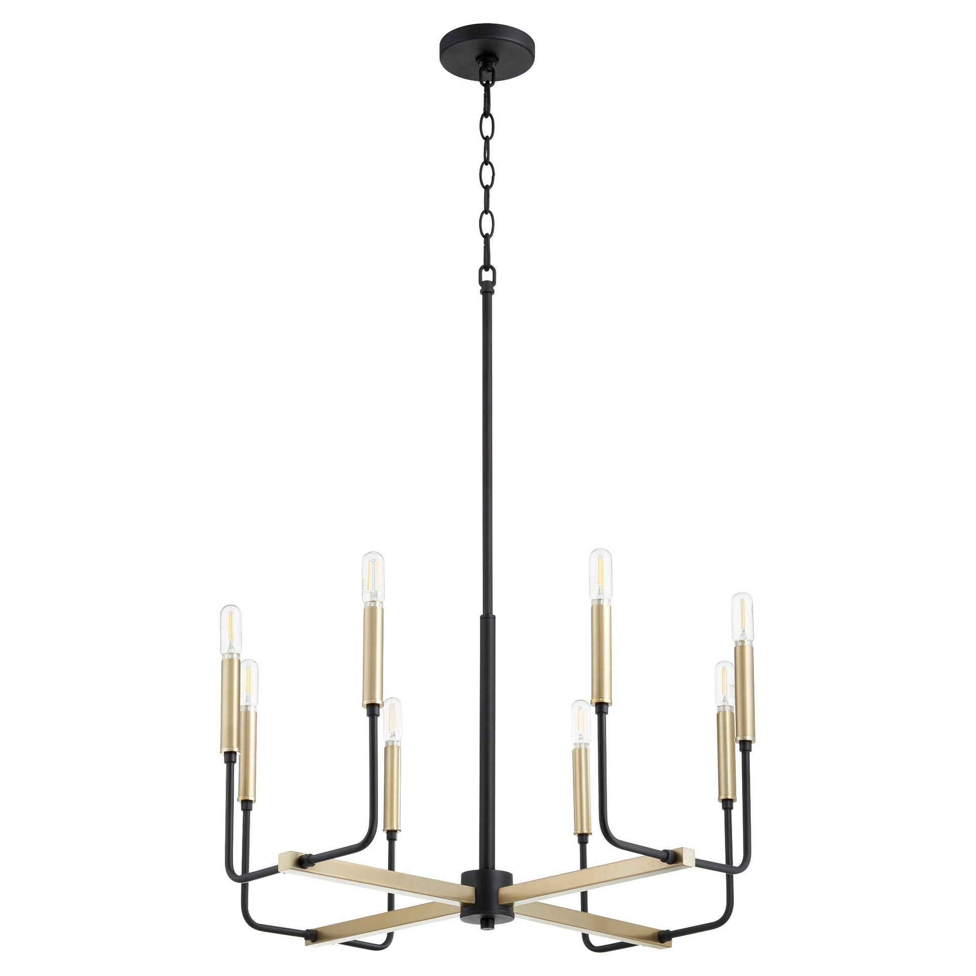 Quorum Lacy 631-8-6980 Chandelier - Textured Black W/ Aged Brass