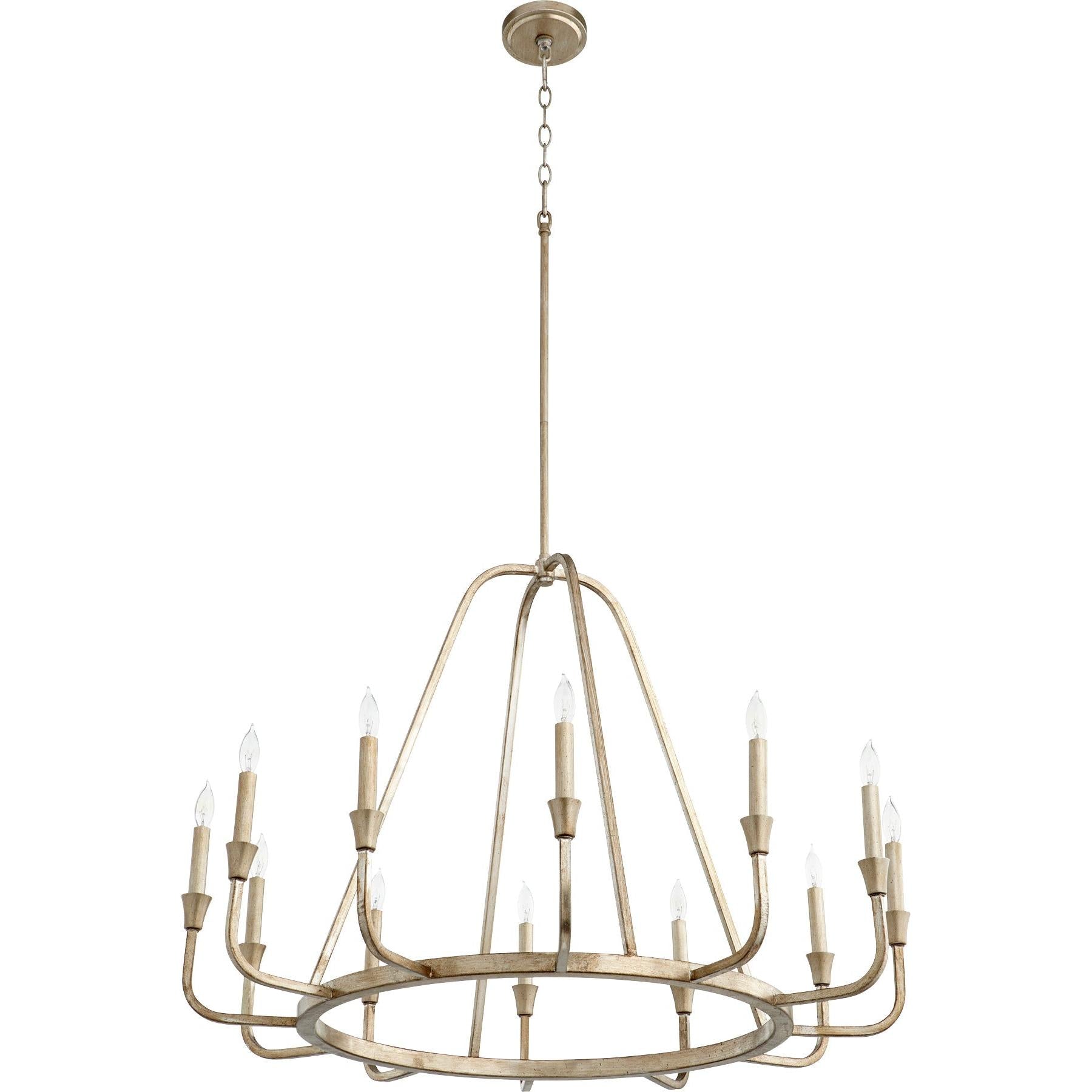 Quorum Marquee 6314-12-60 Chandelier - Aged Silver Leaf