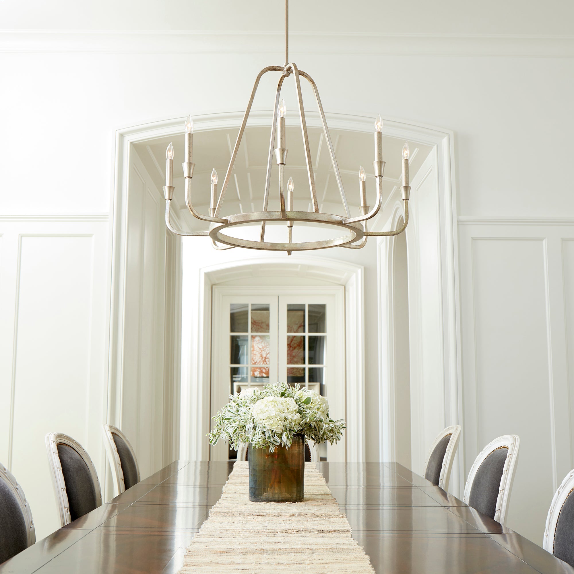 Quorum Marquee 6314-8-60 Chandelier - Aged Silver Leaf
