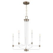 Quorum Davies 633-5-0881 Chandelier - Studio White W/ Dark Brass