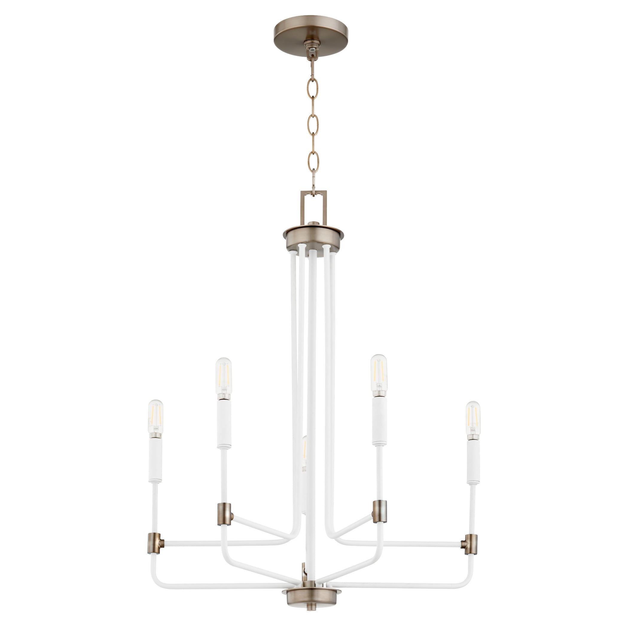 Quorum Davies 633-5-0881 Chandelier - Studio White W/ Dark Brass