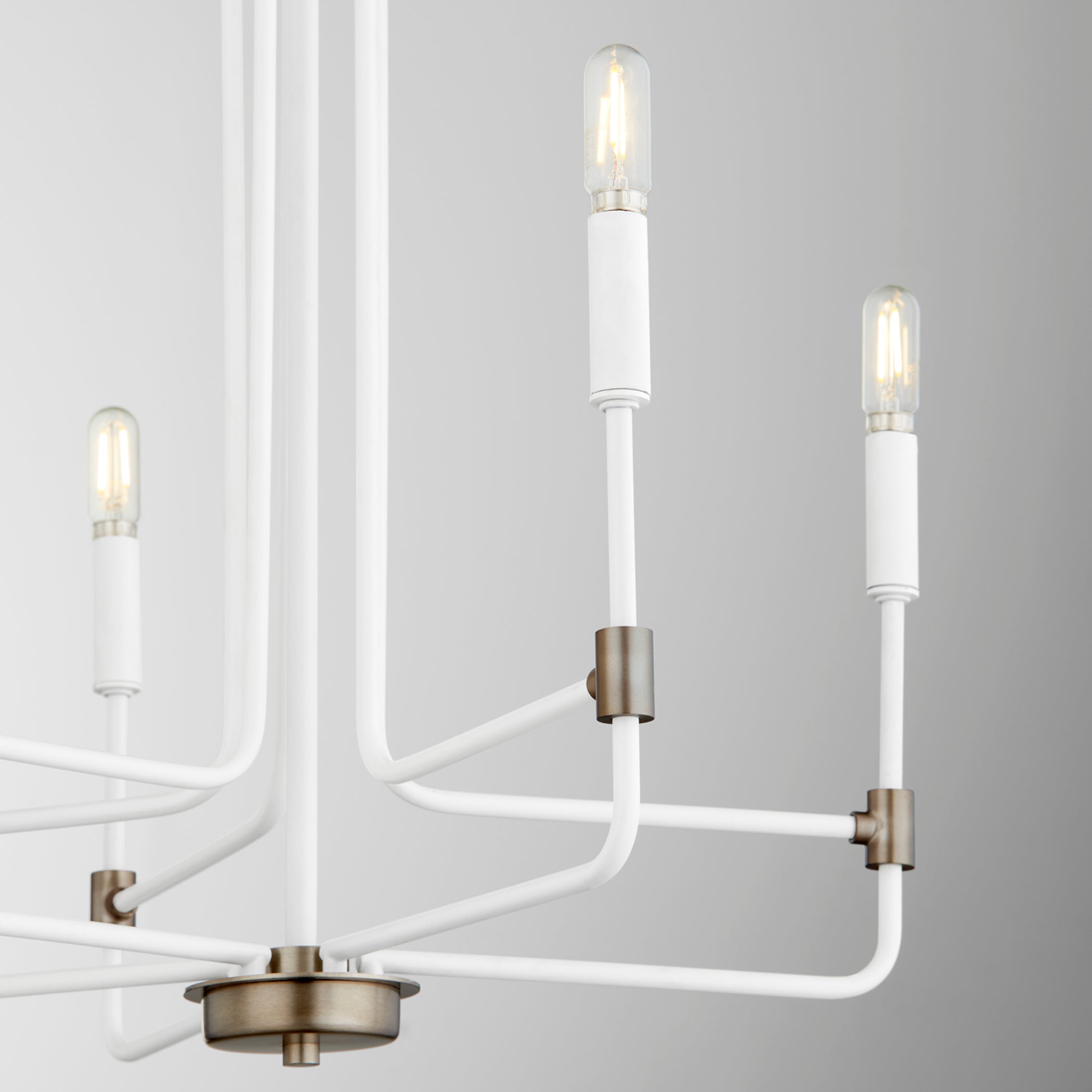 Quorum Davies 633-5-0881 Chandelier - Studio White W/ Dark Brass