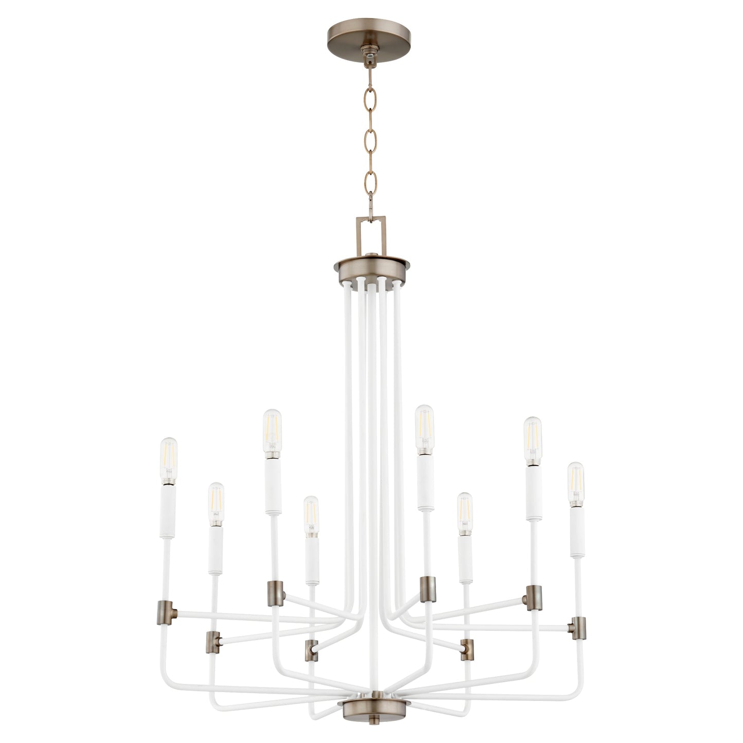 Quorum Davies 633-8-0881 Chandelier - Studio White W/ Dark Brass