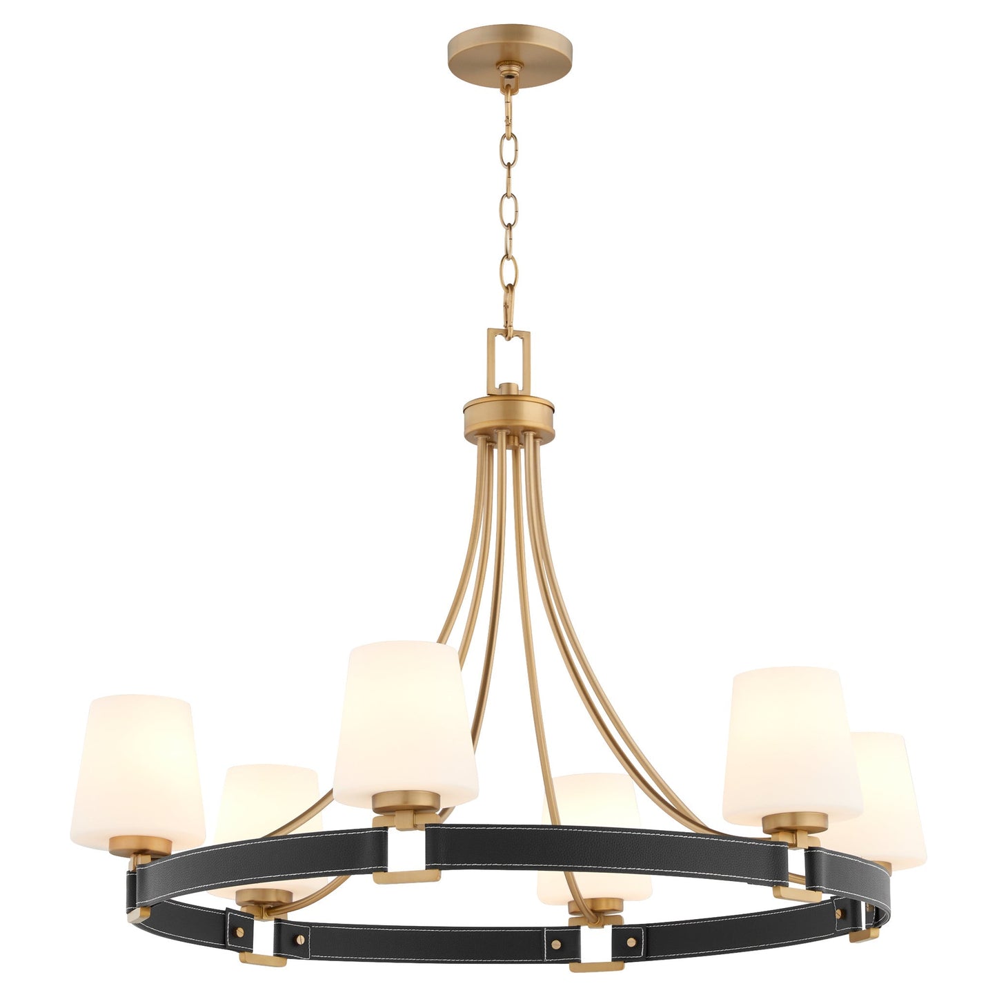 Quorum Hidalgo 635-6-80 Chandelier, UL Damp Rated, Aged Brass