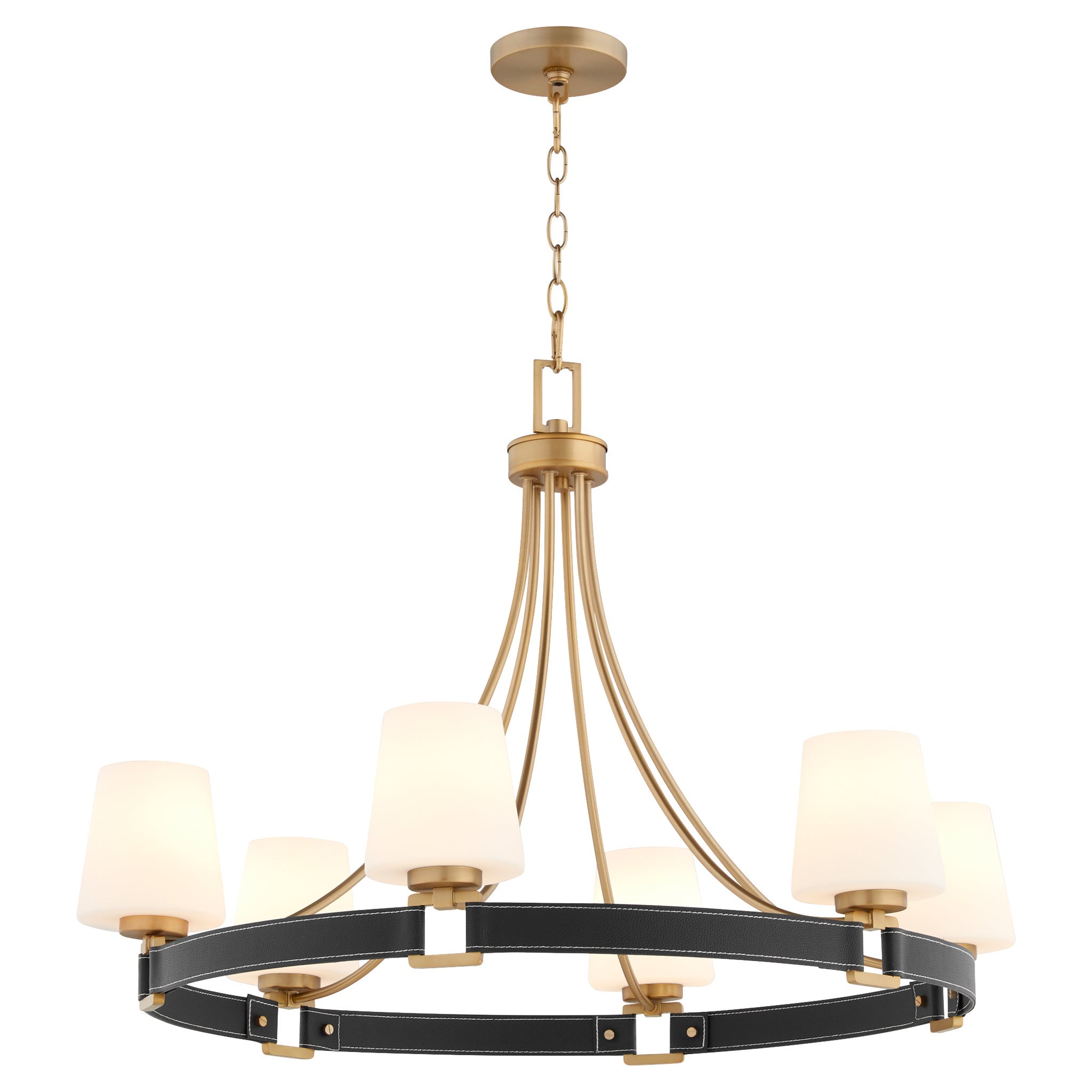 Quorum Hidalgo 635-6-80 Chandelier, UL Damp Rated, Aged Brass