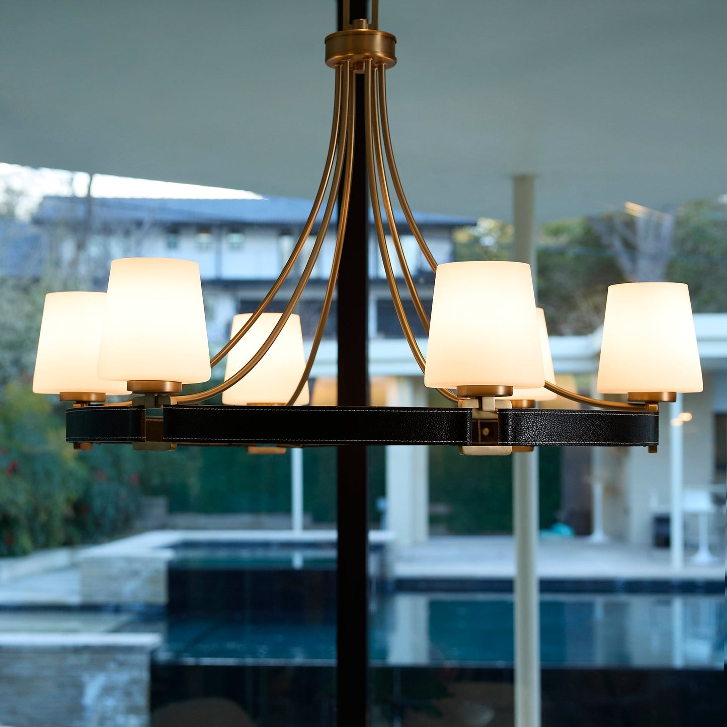 Quorum Hidalgo 635-6-80 Chandelier, UL Damp Rated, Aged Brass