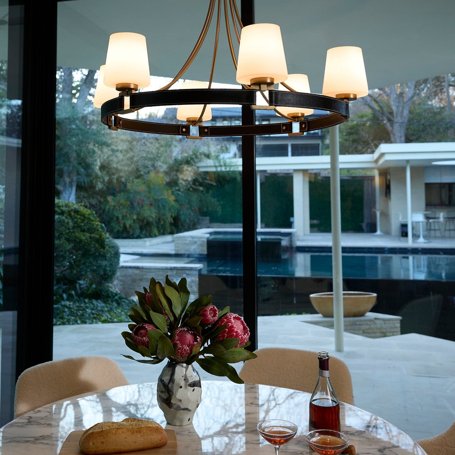 Quorum Hidalgo 635-6-80 Chandelier, UL Damp Rated, Aged Brass
