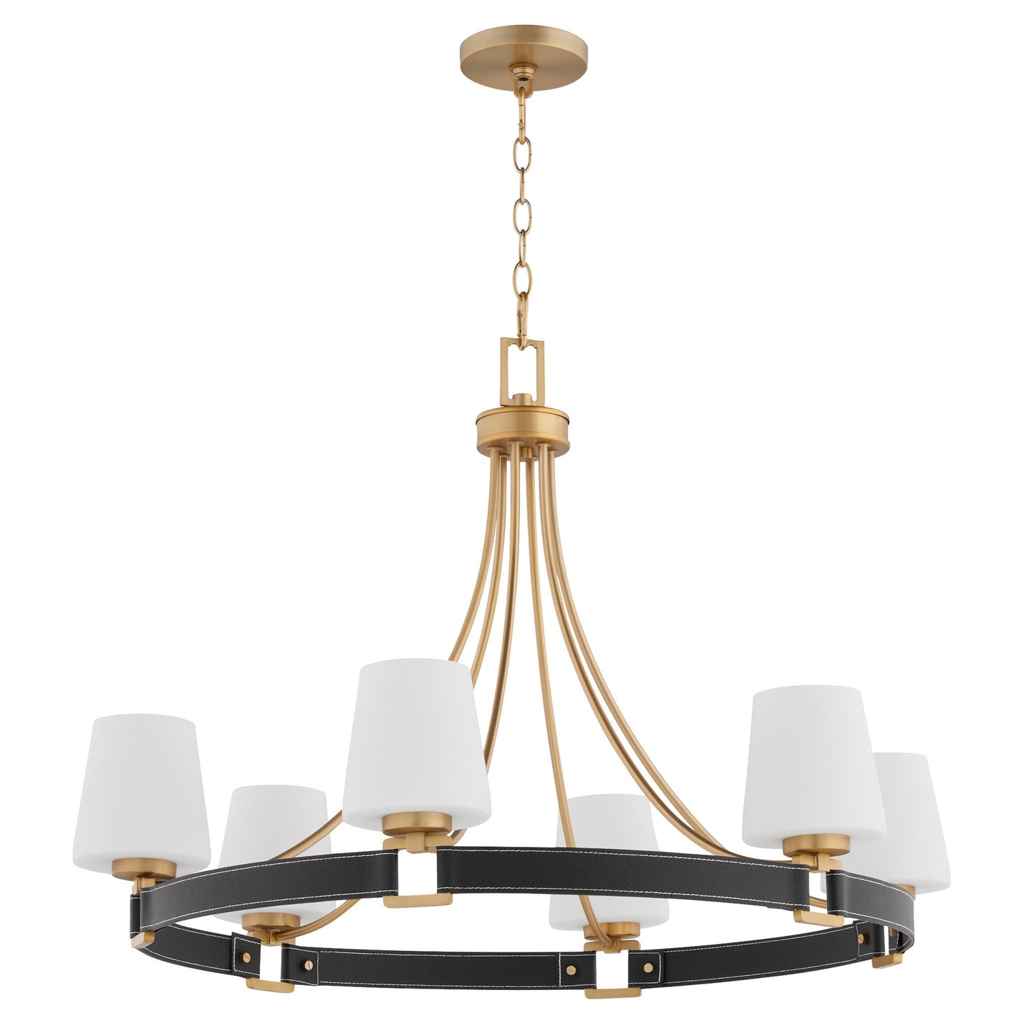 Quorum Hidalgo 635-6-80 Chandelier, UL Damp Rated, Aged Brass