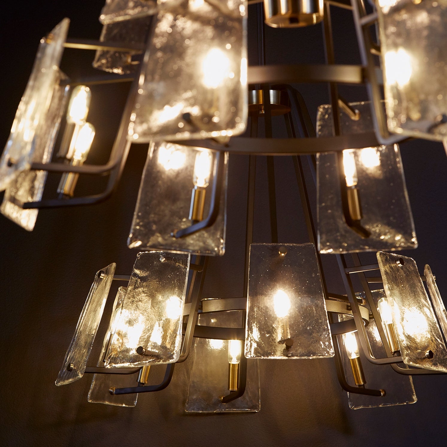 Quorum Tioga 637-12-69 Chandelier - Textured Black W/ Aged Brass