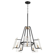 Quorum Tioga 637-5-69 Chandelier - Textured Black W/ Aged Brass