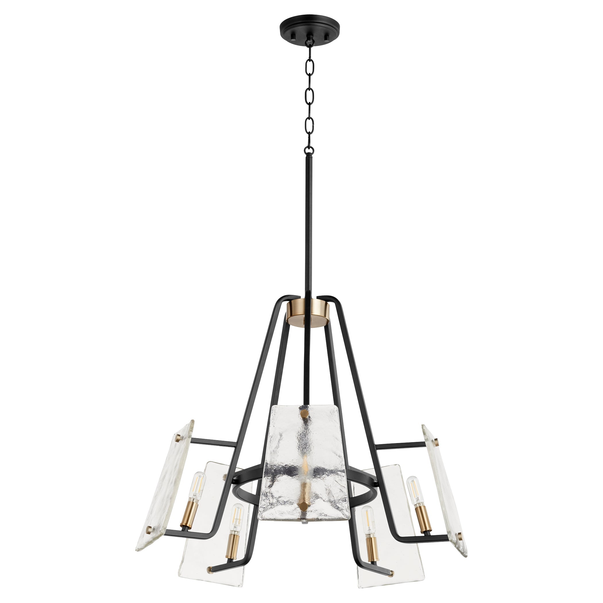 Quorum Tioga 637-5-69 Chandelier - Textured Black W/ Aged Brass