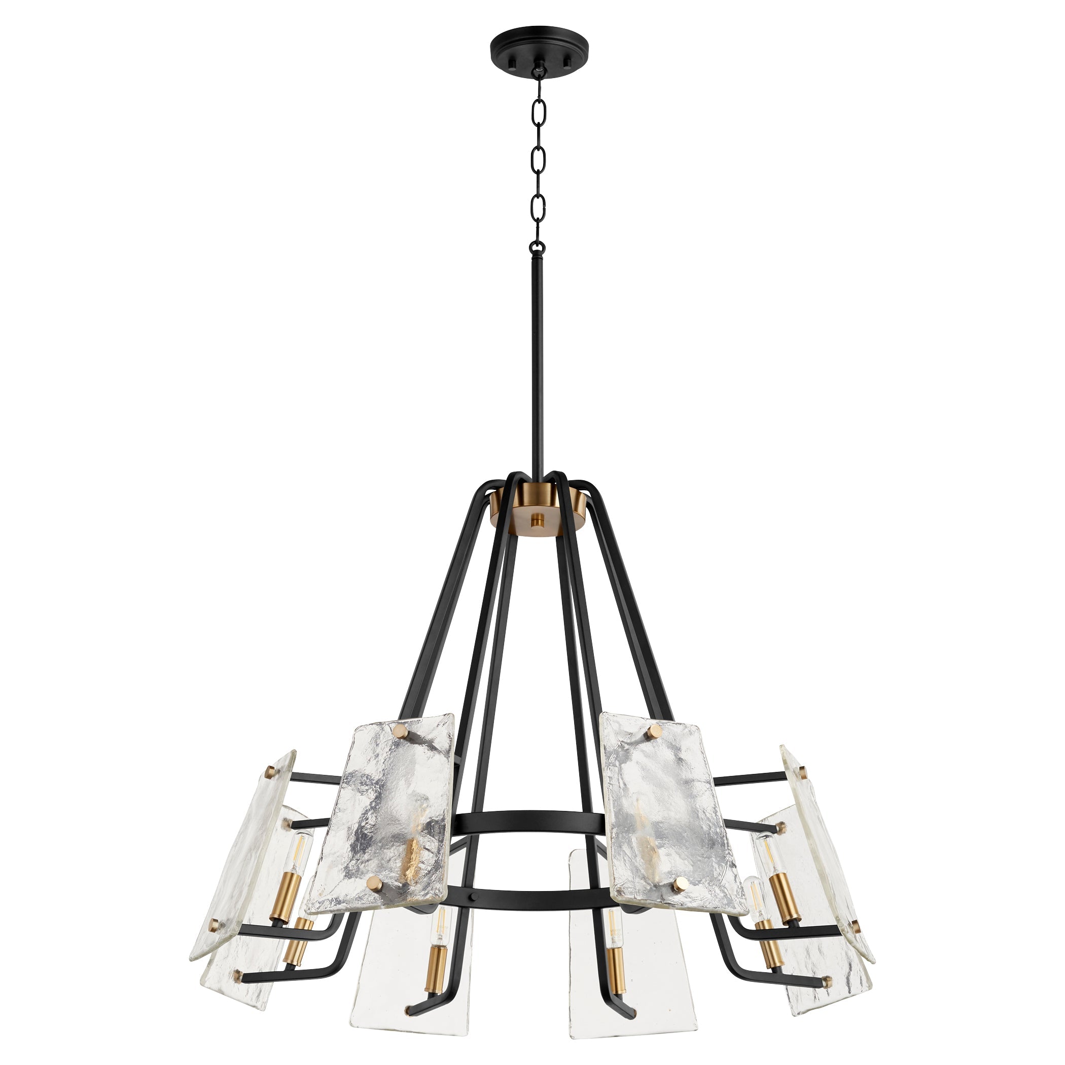 Quorum Tioga 637-8-69 Chandelier - Textured Black W/ Aged Brass