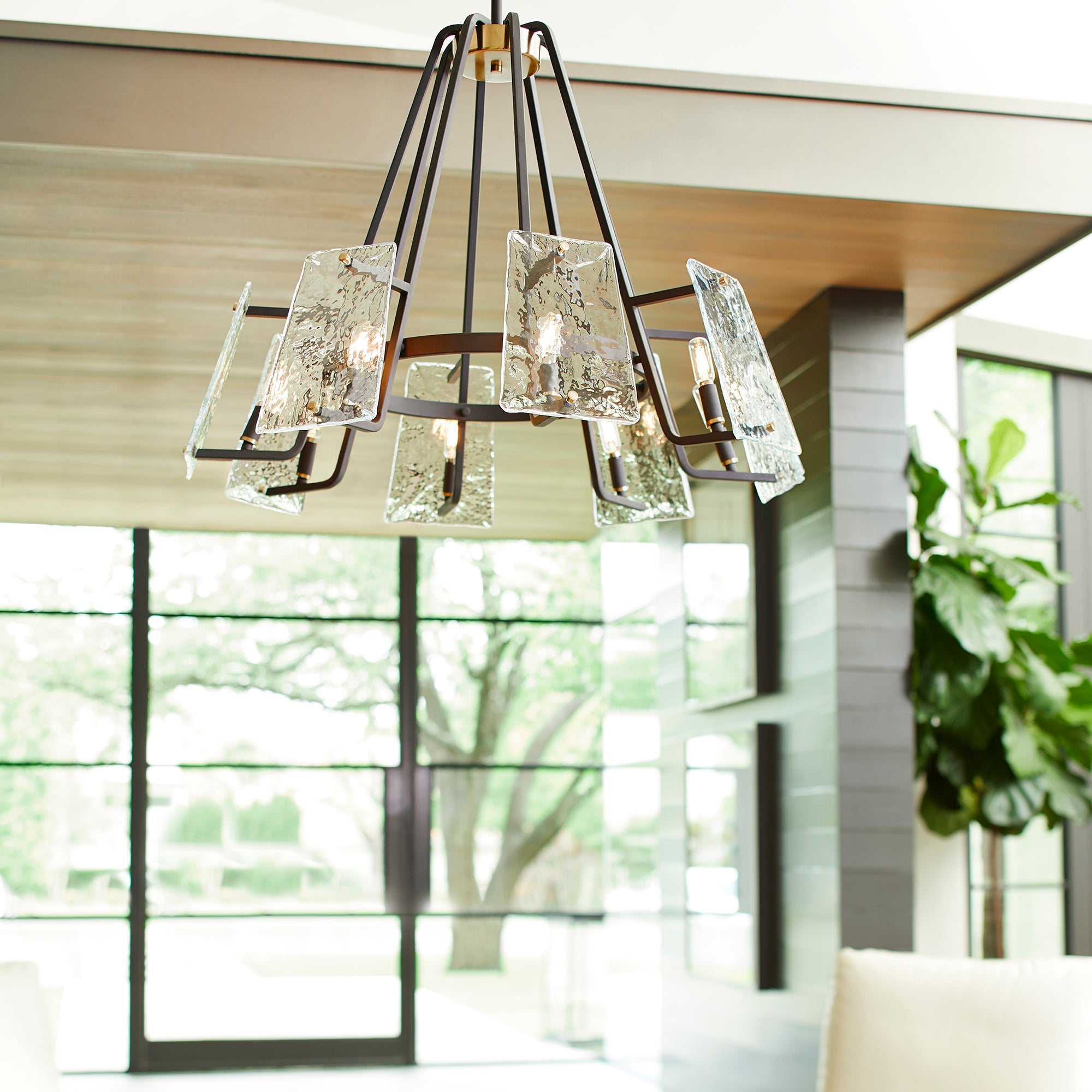 Quorum Tioga 637-8-69 Chandelier - Textured Black W/ Aged Brass