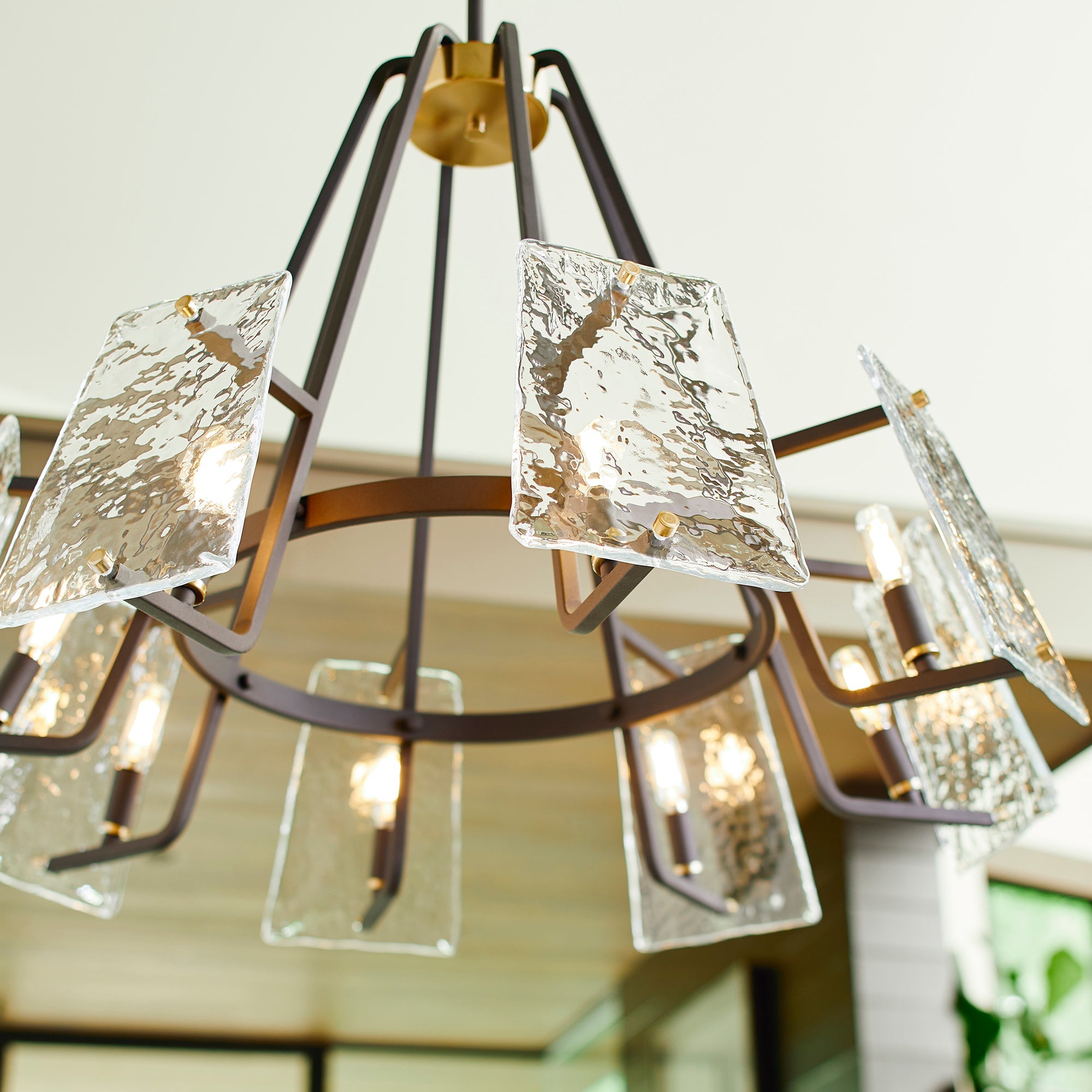 Quorum Tioga 637-8-69 Chandelier - Textured Black W/ Aged Brass