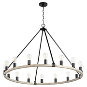 Quorum Paxton 64-16-6941 Chandelier - Textured Black W/ Weathered Oak Finish