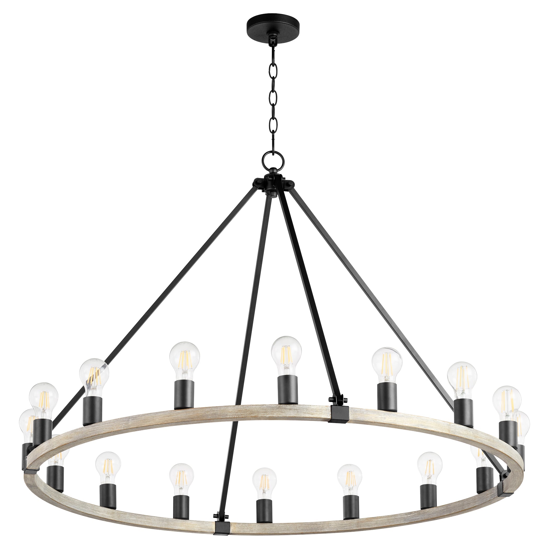 Quorum Paxton 64-16-6941 Chandelier - Textured Black W/ Weathered Oak Finish