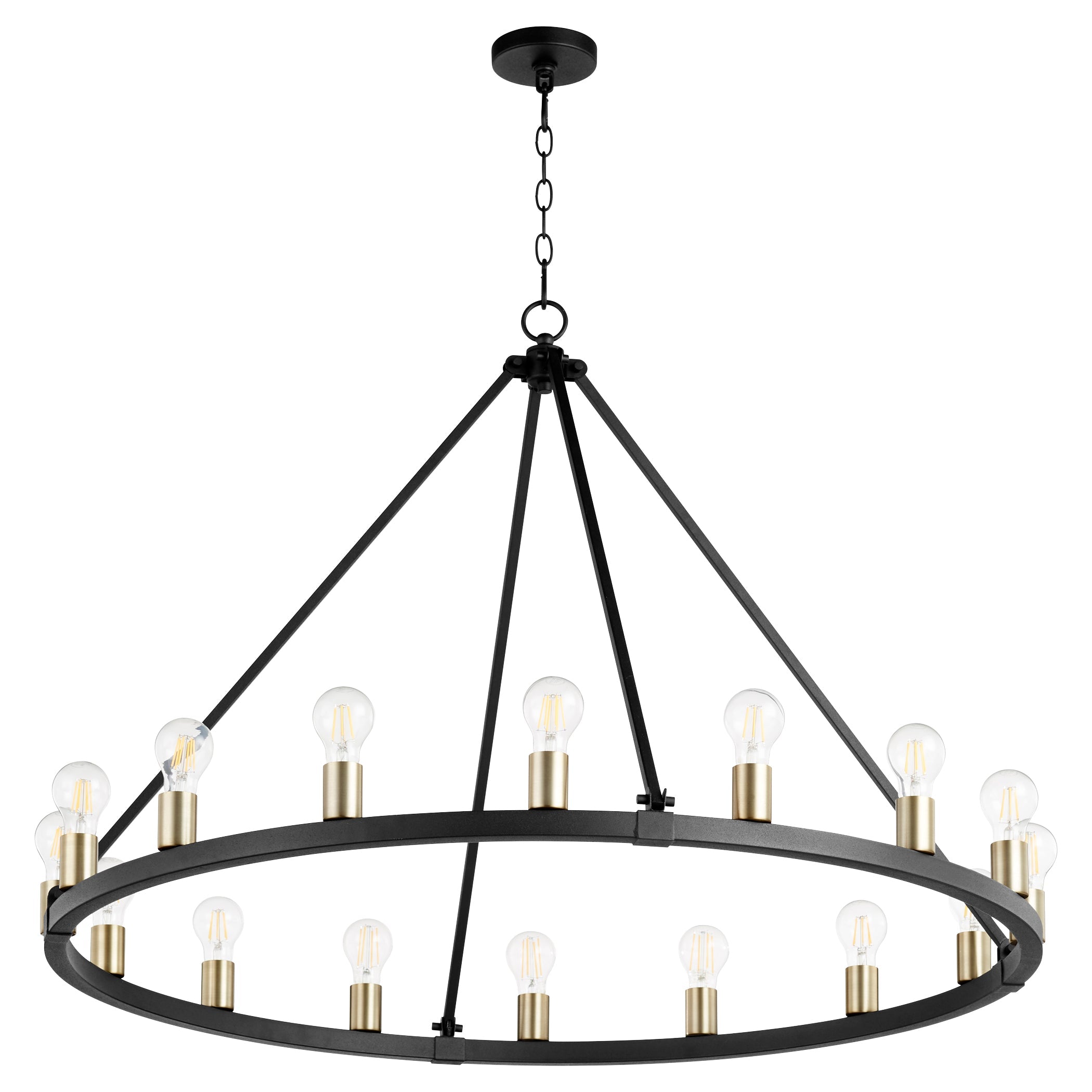 Quorum Paxton 64-16-6980 Chandelier - Textured Black W/ Aged Brass