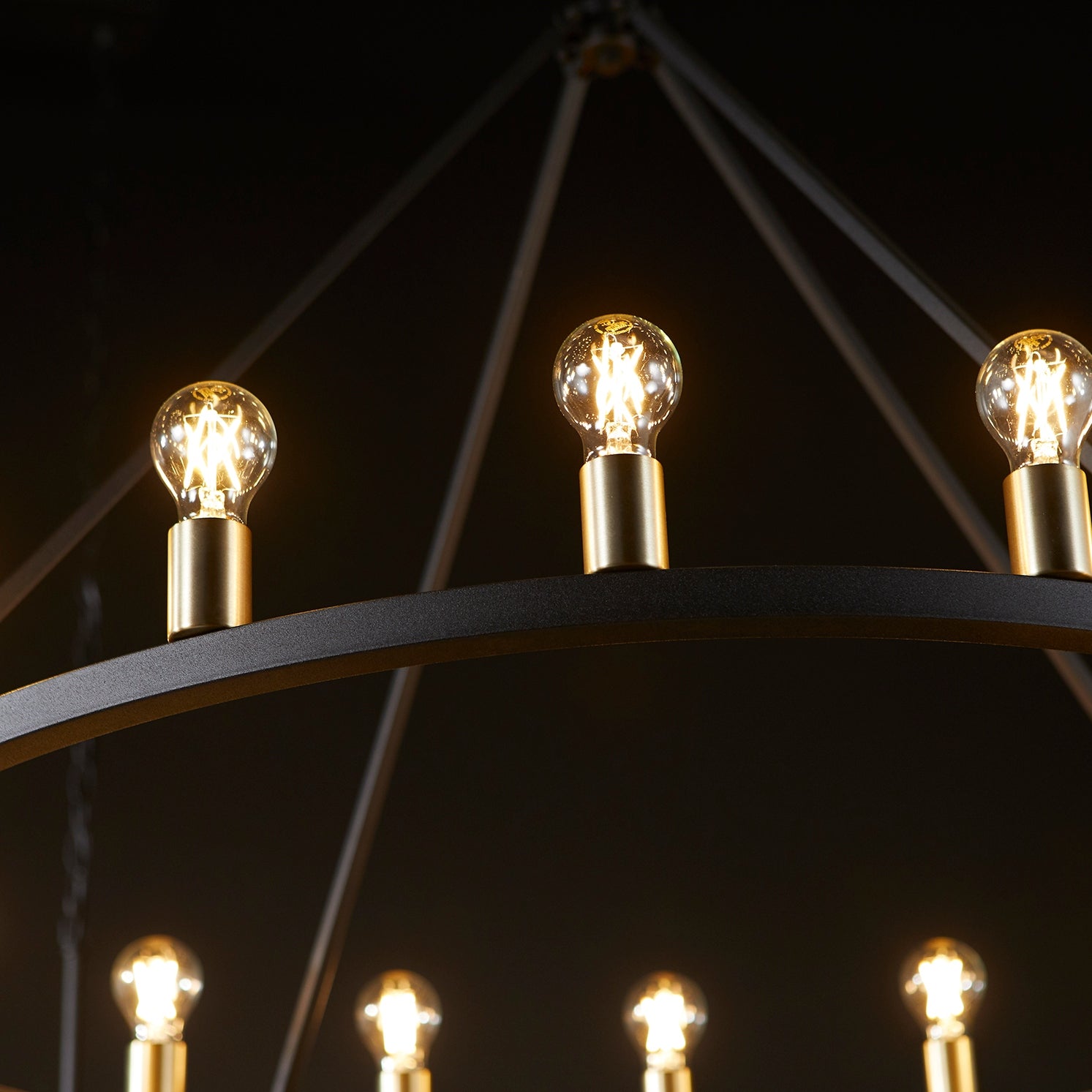 Quorum Paxton 64-16-6980 Chandelier - Textured Black W/ Aged Brass