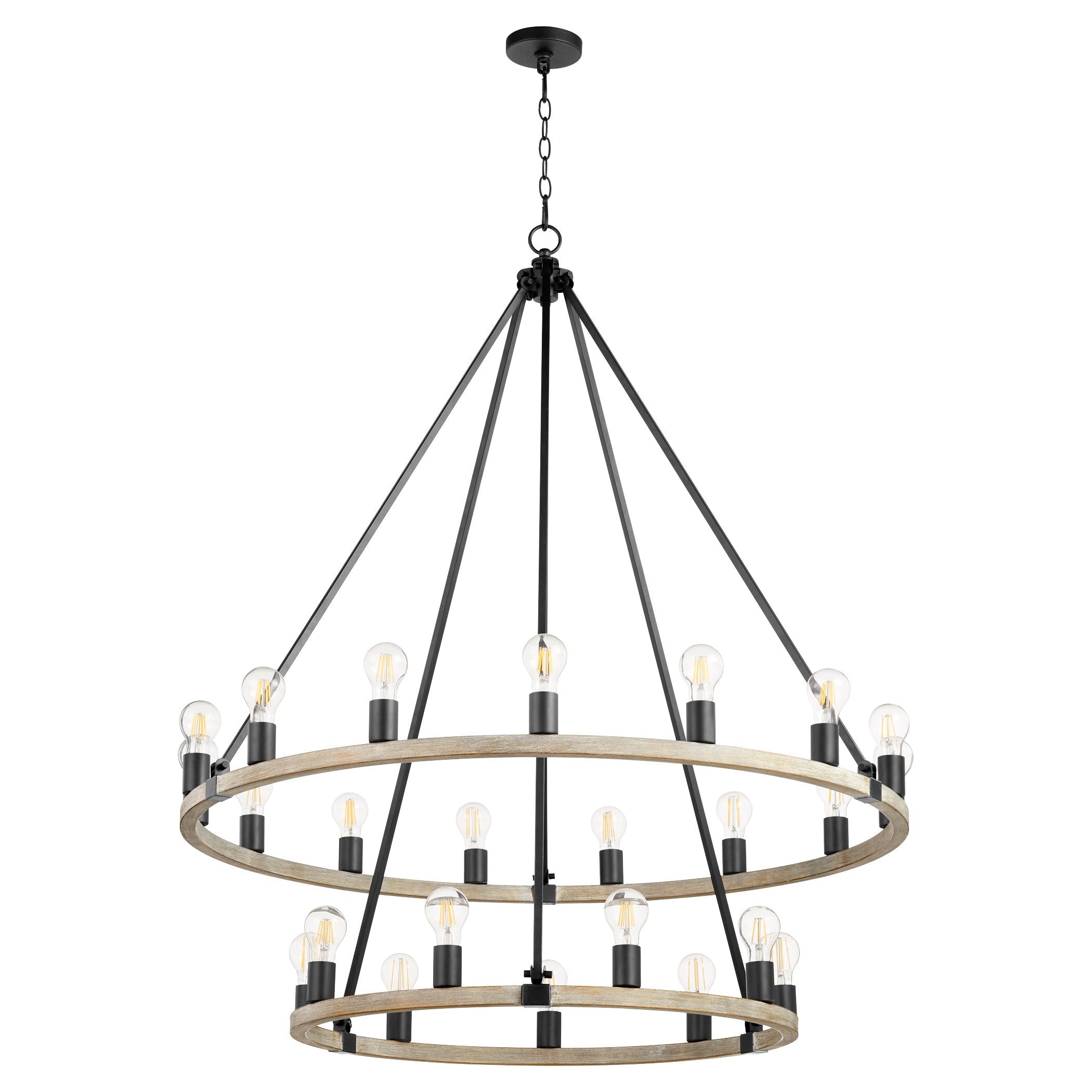 Quorum Paxton 64-24-6941 Chandelier - Textured Black W/ Weathered Oak Finish