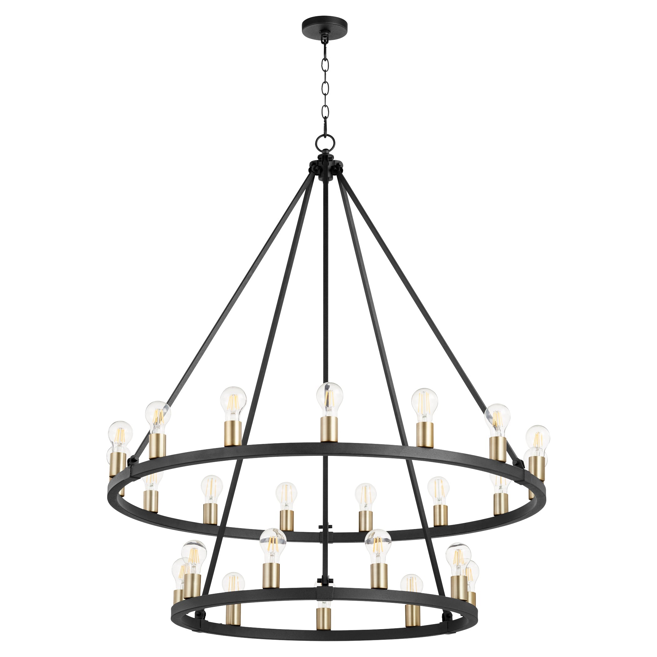 Quorum Paxton 64-24-6980 Chandelier - Textured Black W/ Aged Brass