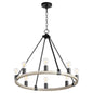 Quorum Paxton 64-8-6941 Chandelier - Textured Black W/ Weathered Oak Finish