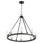Quorum Paxton 64-8-6980 Chandelier - Textured Black W/ Aged Brass