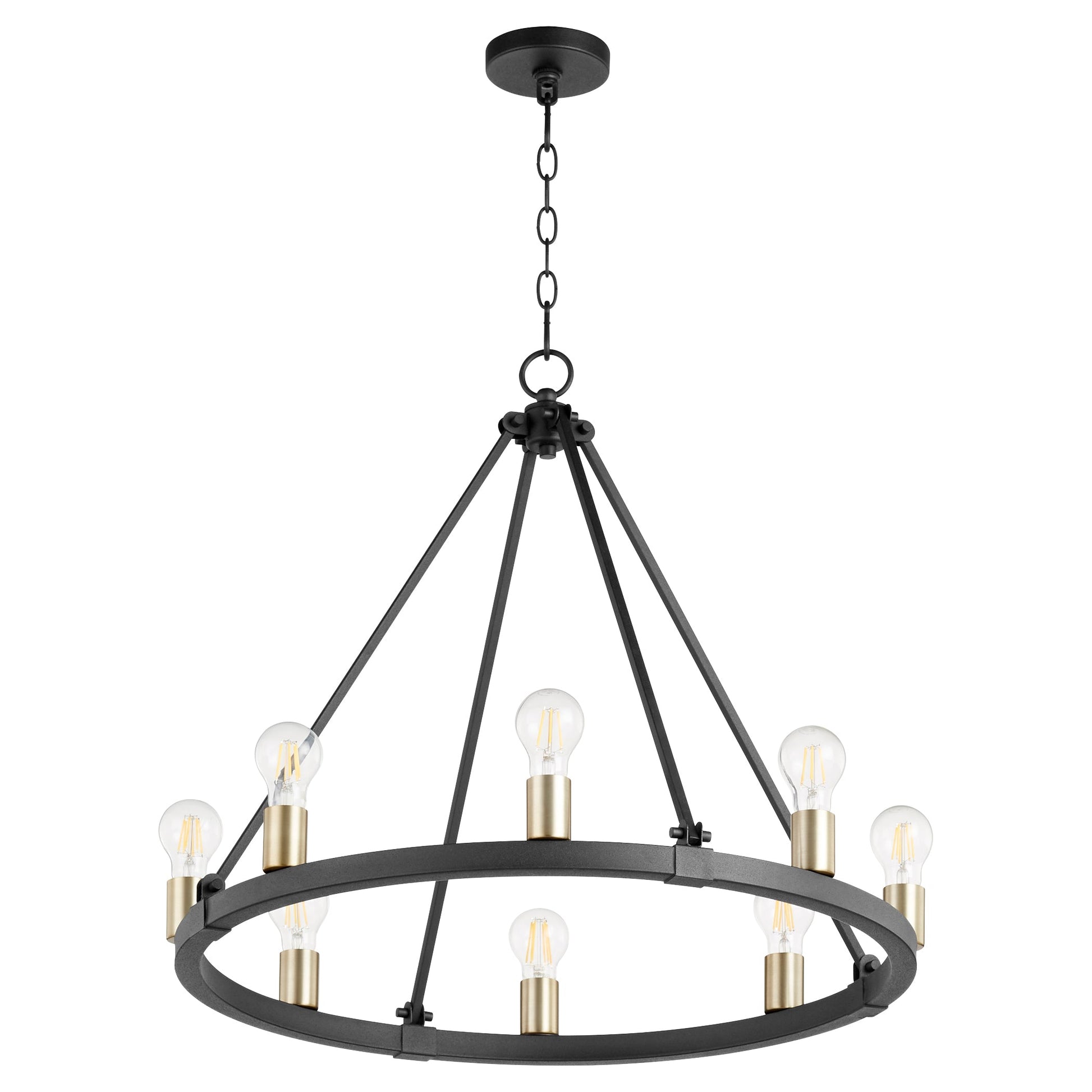 Quorum Paxton 64-8-6980 Chandelier - Textured Black W/ Aged Brass