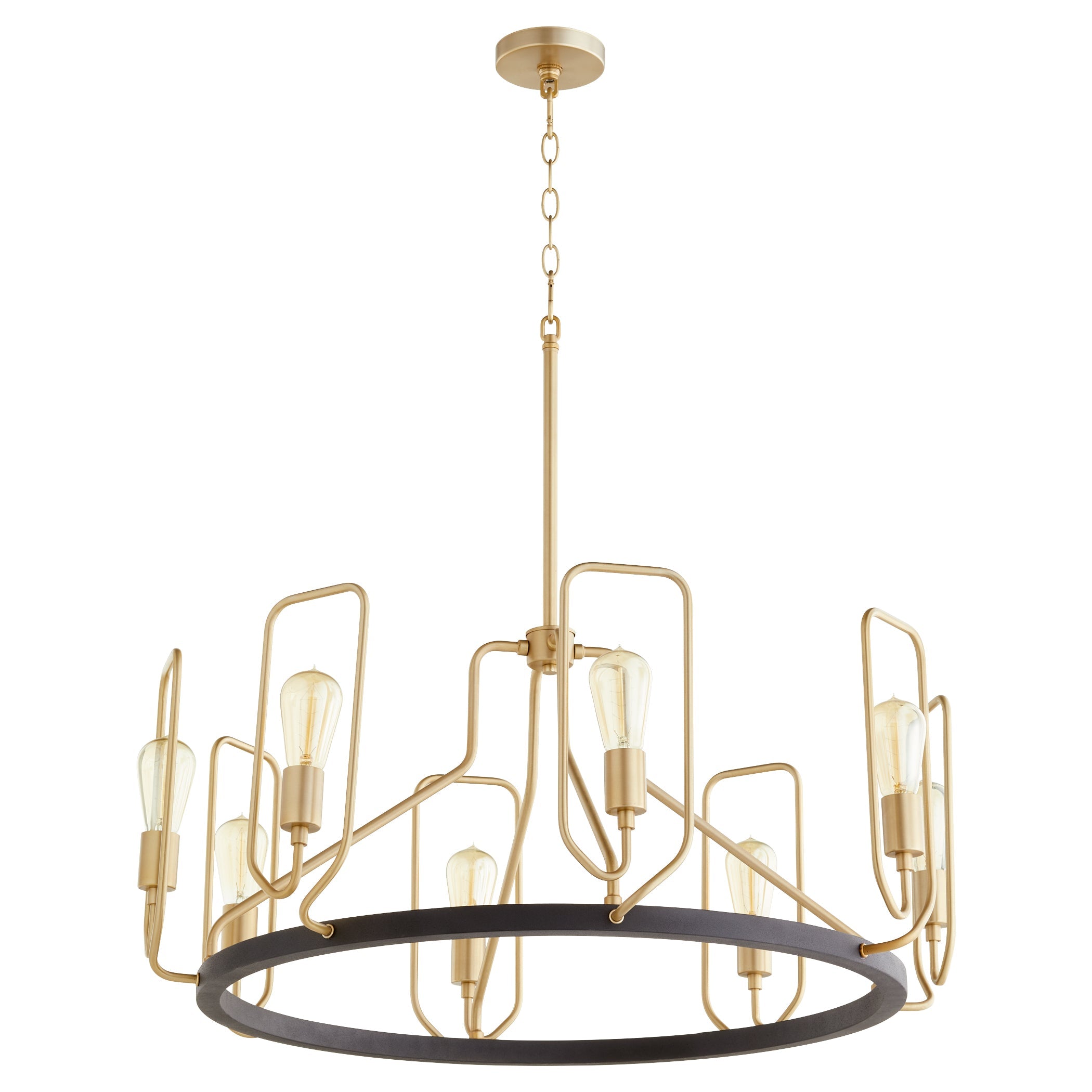 Quorum Howe 65-8-6980 Chandelier - Textured Black W/ Aged Brass