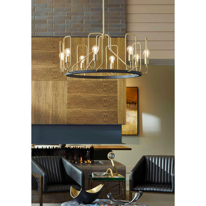 Quorum Howe 65-8-6980 Chandelier - Textured Black W/ Aged Brass