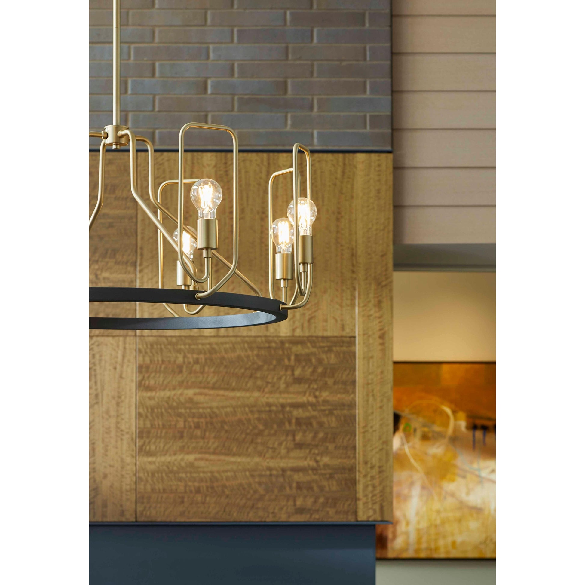 Quorum Howe 65-8-6980 Chandelier - Textured Black W/ Aged Brass