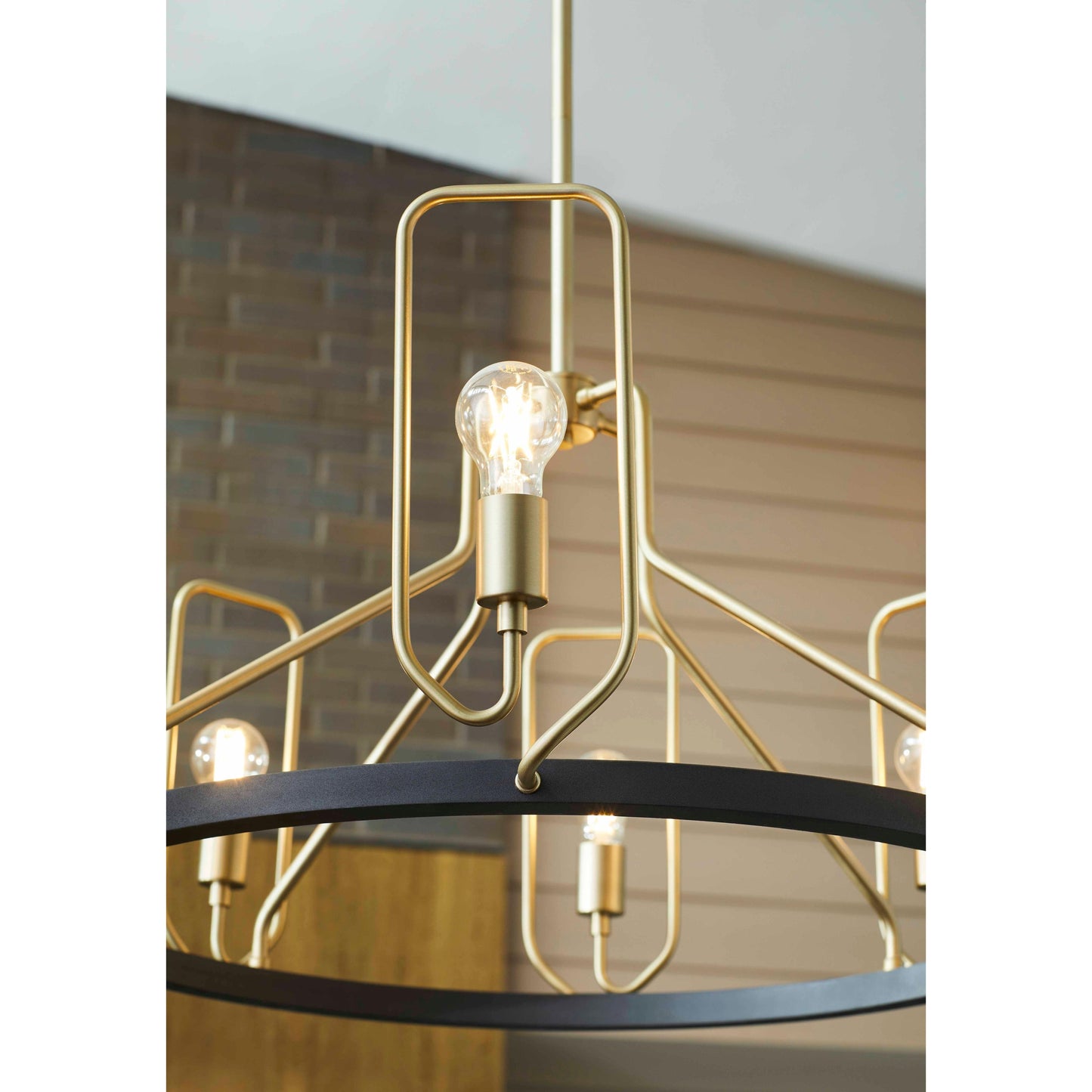 Quorum Howe 65-8-6980 Chandelier - Textured Black W/ Aged Brass