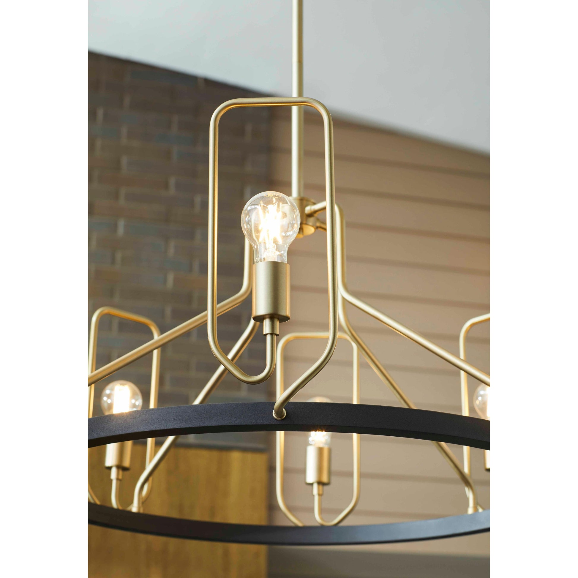 Quorum Howe 65-8-6980 Chandelier - Textured Black W/ Aged Brass