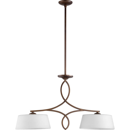 Quorum Willingham 6512-2-186 Island Light - Oiled Bronze W/ Satin Opal