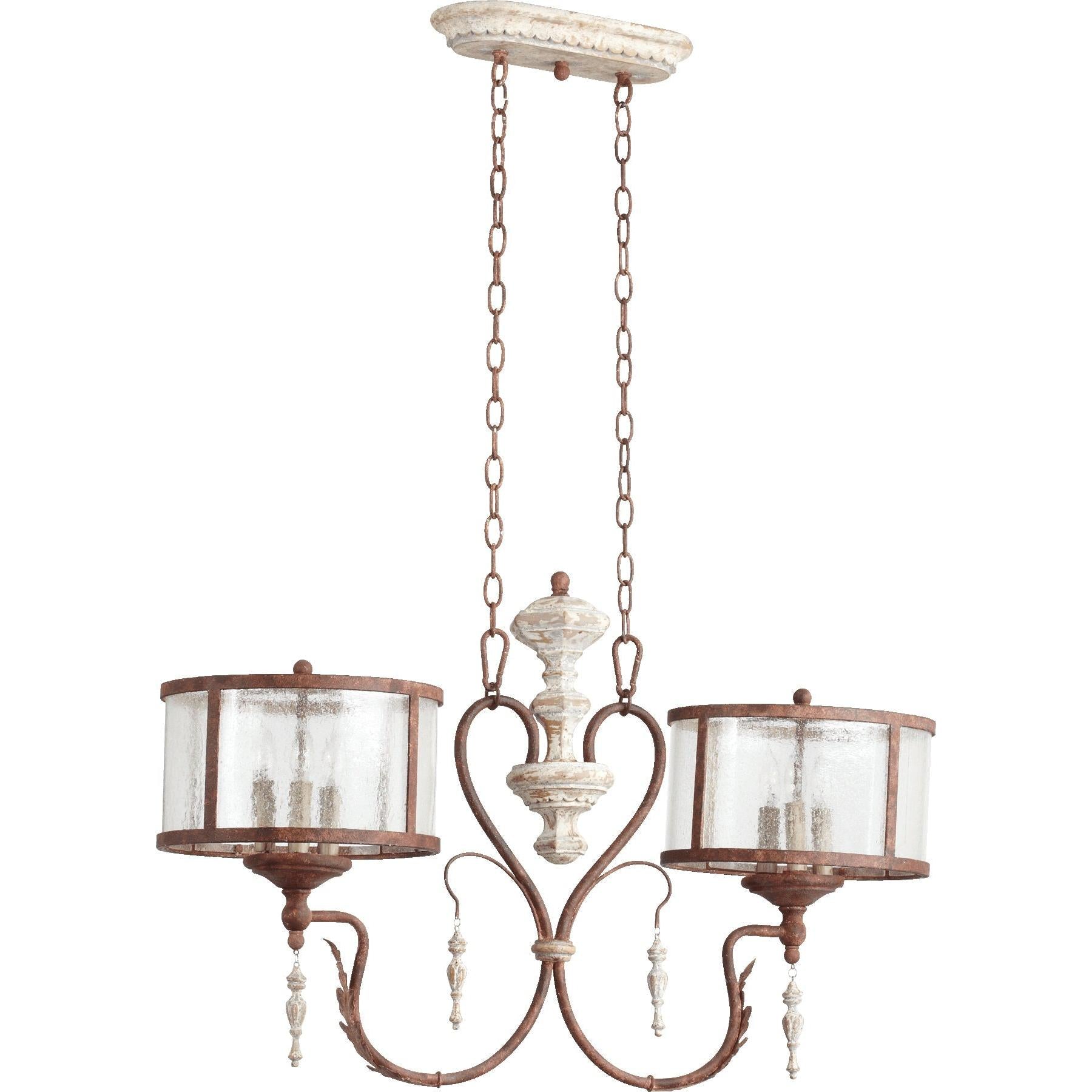 Quorum La Maison 6552-6-56 Island Light - Manchester Grey W/ Rust Accents
