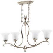 Quorum Flora 6572-4-60 Island Light - Aged Silver Leaf W/ White Linen