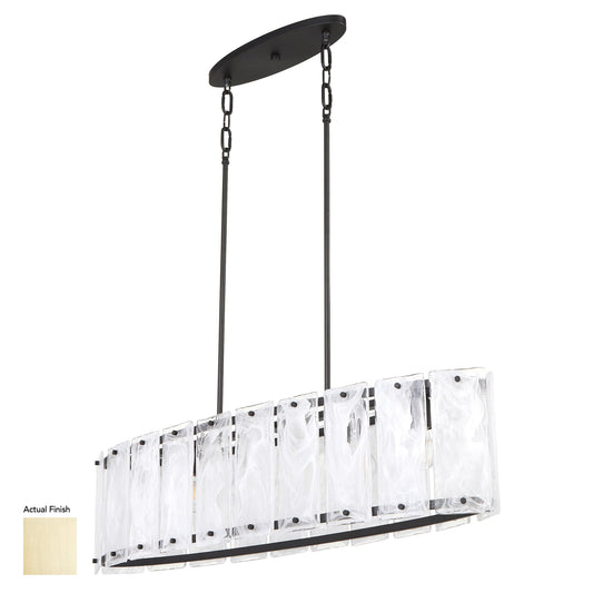 Quorum Prestige 6575-6-80 Pendant, UL Damp Rated, Aged Brass
