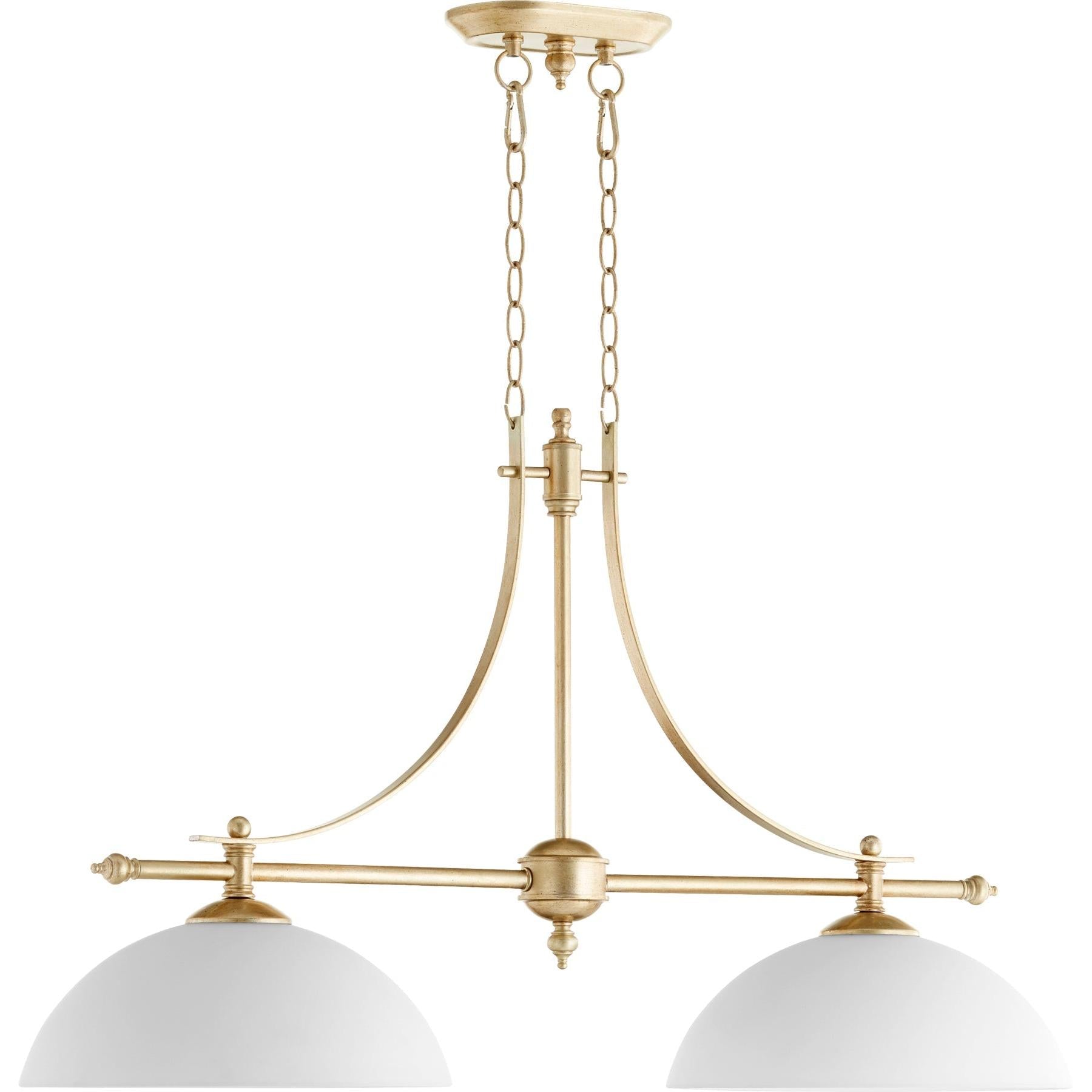 Quorum Aspen 6577-2-60 Island Light - Aged Silver Leaf W/ Satin Opal