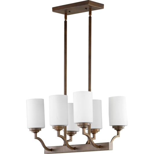 Quorum Atwood 6596-6-186 Island Light - Oiled Bronze W/ Satin Opal