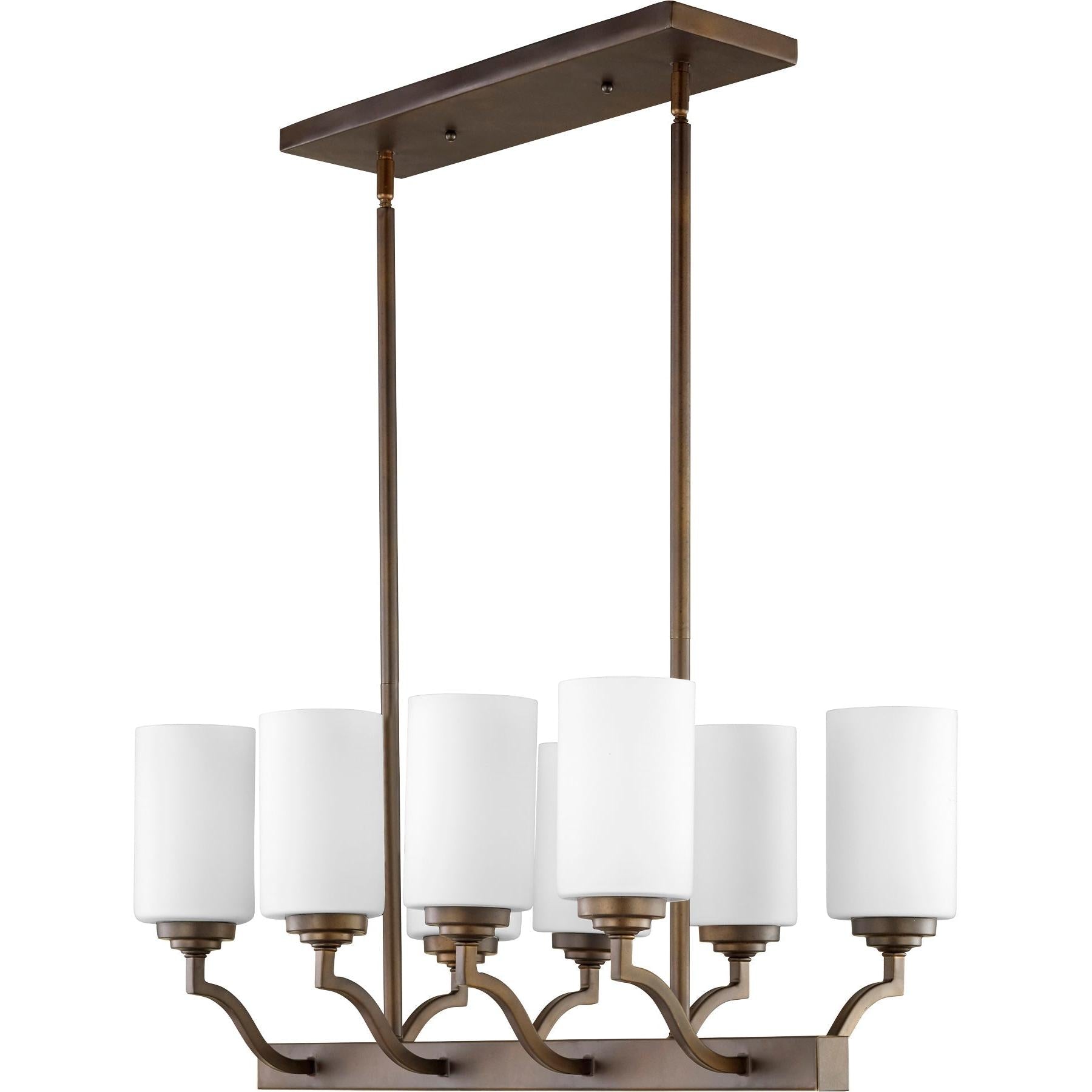 Quorum Atwood 6596-8-186 Island Light - Oiled Bronze W/ Satin Opal