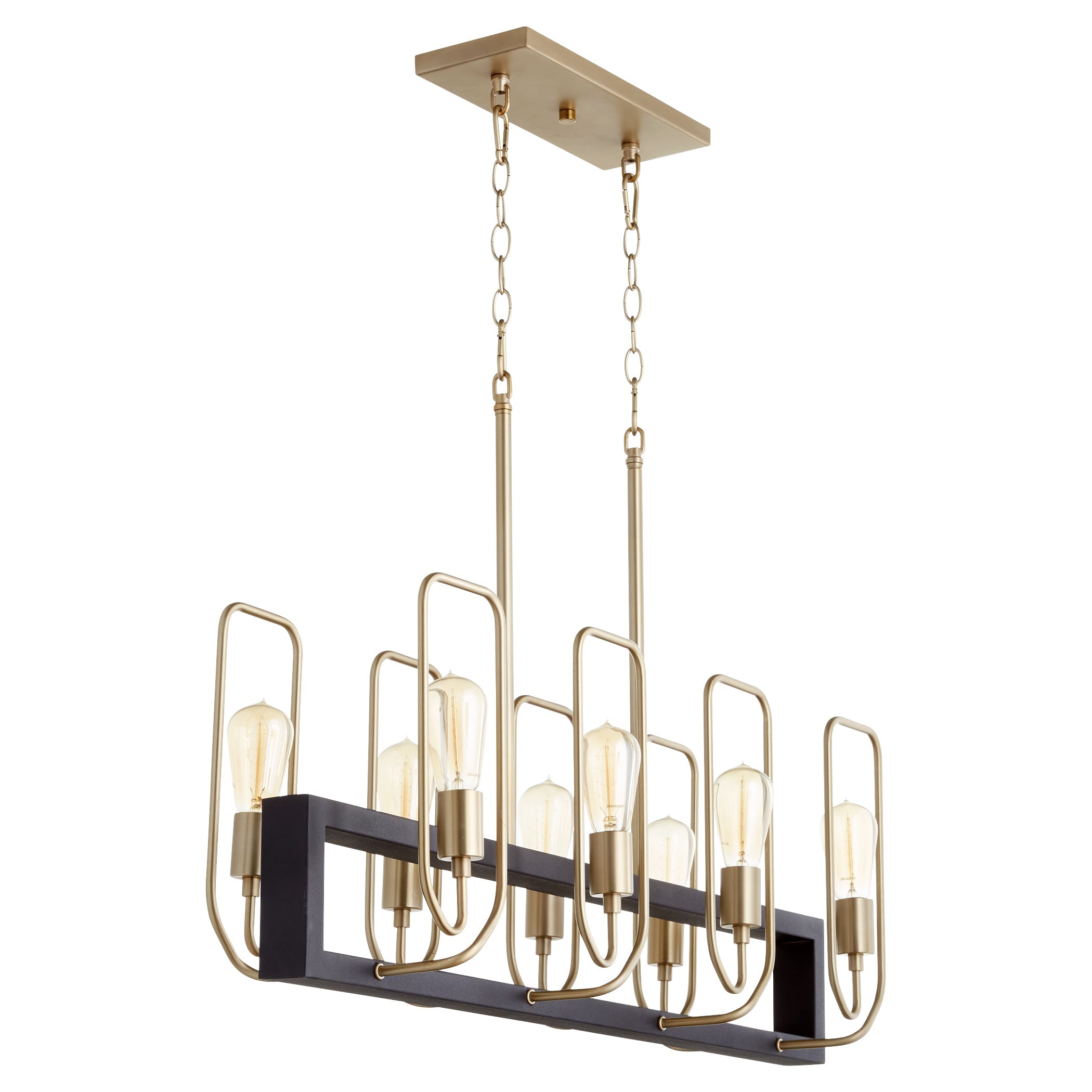 Quorum Howe 66-8-6980 Chandelier - Textured Black W/ Aged Brass