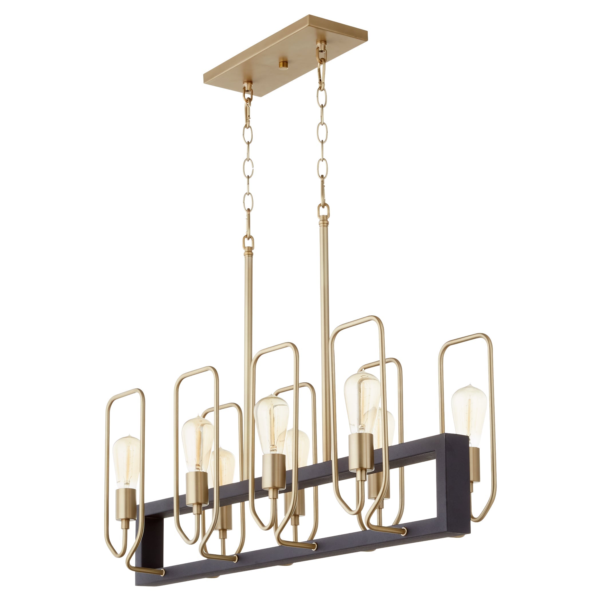 Quorum Howe 66-8-6980 Chandelier - Textured Black W/ Aged Brass